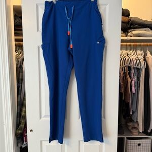 Figs womens evan skinny scrub pants size large tall length winning blue